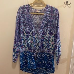 Blue & Purple Tie-Dye Cover-Up Tunic